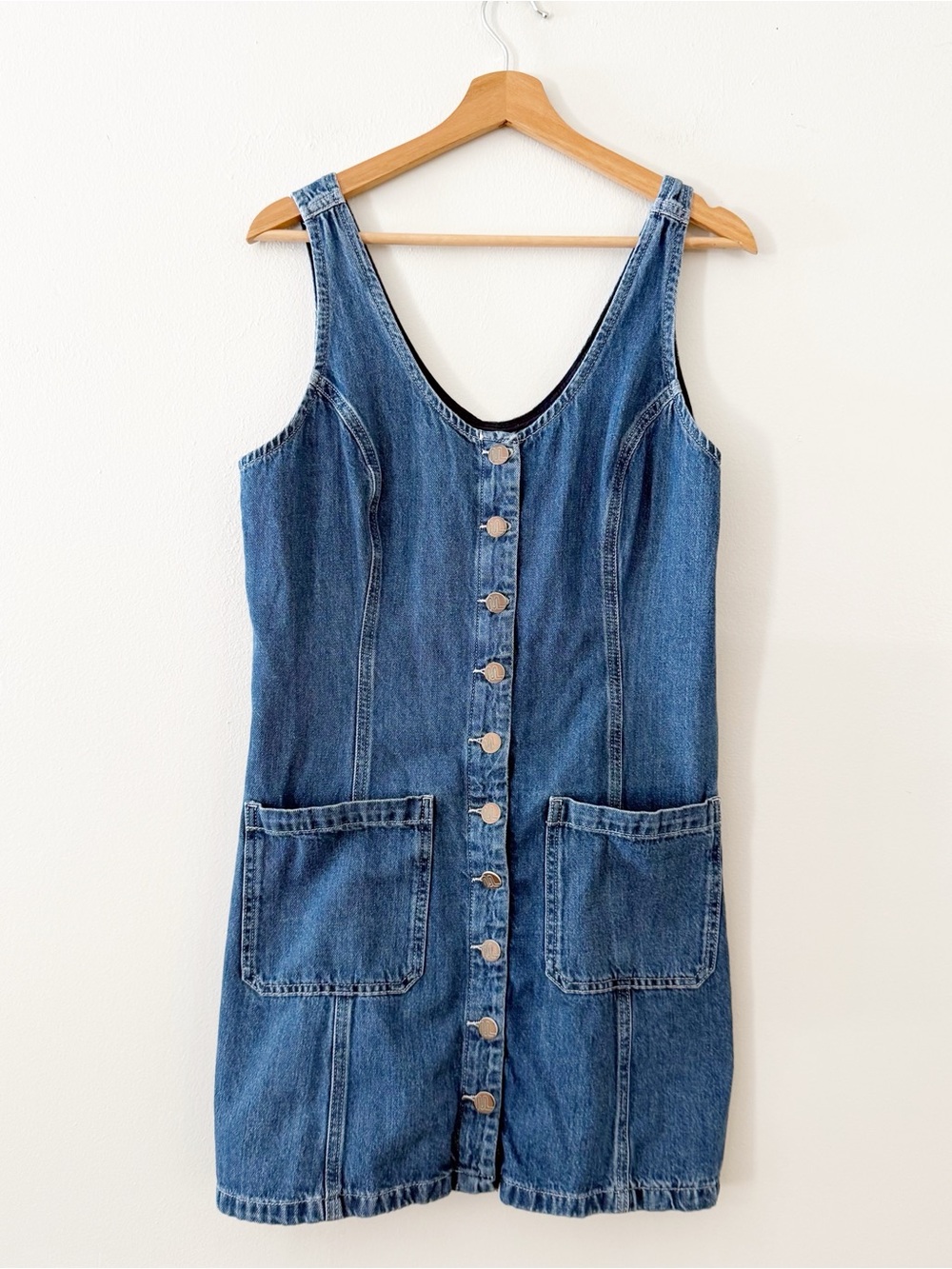 Marine Layer Women's Daisy Denim Mini Dress Blue Button Front V-Neck Sz  Large.